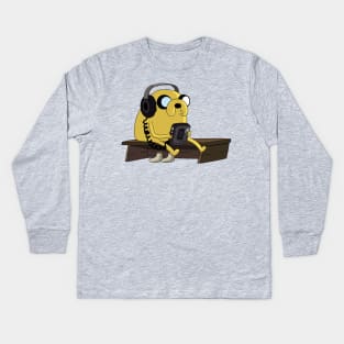 jake the dog listening music Kids Long Sleeve T-Shirt